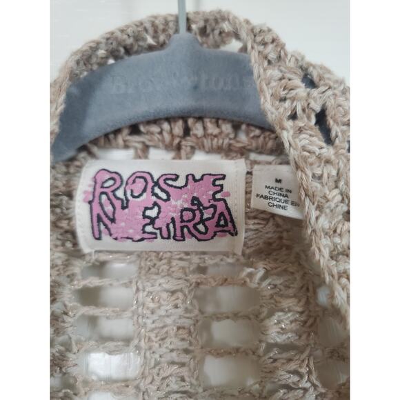 Rosie Neira Calado Hand Knit Crochet Festival Open Knit Cardigan, Size Medium - Picture 2 of 11